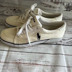 Polo Ralph Lauren Bisbane I| Canvas Sneakers beige navy blue men’s size 13D 90s